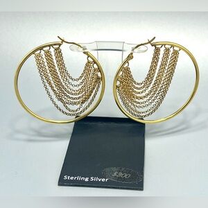 Gold Plated Sterling Silver Hoop/Chain Earrings